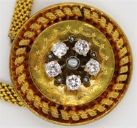Diamond set gold pendant on chain