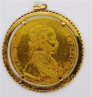 IMP Franz Joseph I 4 Ducat gold coin in pendant