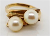 9ct gold and pearl ring
