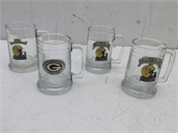 (4) G.B. Packer Glass Beer Mugs