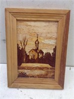 Framed Bark Picture of Old Polish Church