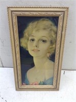 Framed Vtg Print of 1920's Era Woman