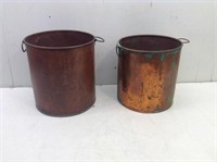 Pair of Vtg Copper Buckets