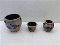 (3) Rowe Pottery Crocks  Cambridge WI  1987