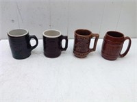 (4) Vtg/Atq Stoneware Mugs