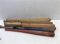 (7) Vtg Wood Baseball Bats w/ Bag