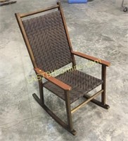 Wood woven back rocking chair