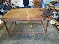 Heavy duty steel table with vise