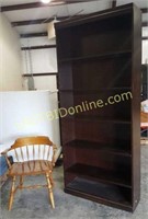 Tall 5 Shelf Bookcase & Wooden Wide Oak Chair