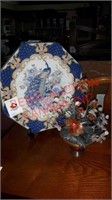 Plate and decorative flower arrangement