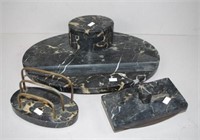 French marble desk set comprising of three pieces