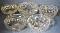 Four various cut crystal bowls & a comport