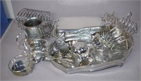 Quantity silver plate tableware pieces