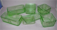 Quantity of green depression glass