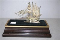 Silver plate filigree model of galleon