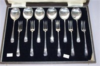 Vintage set silver plate dessert spoons & forks