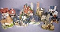 Ten various David Winter English cottages