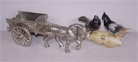 Vintage cast metal horse & cart figure