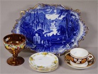 Antique ceramic blue & white serving plate