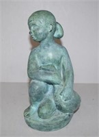 Spanish Amphora verdigris ceramic figure