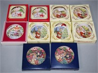Ten assorted ceramic Christmas decorations