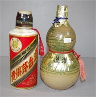 Two Chinese ceramic rice wine bottles