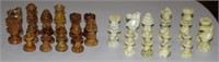 Set of carved stone chess pieces