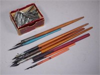 Quantity of vintage dip pens and nibs