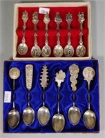 Two sets of silver plated tea / coffee spoons