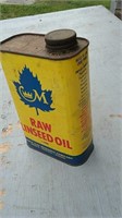 Vintage Can Full Of Linseed Oil