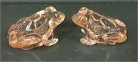 2 Pink Glass Frogs
