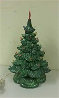 2 Pc Ceramic Christmas Tree Needs a Couple Bulbs