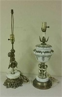 2 Vintage Table Top Cherub Lamps Untested
