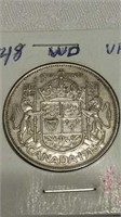 WOW Low Mintage 1948 WD Canada Silver 50 Cent