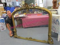 large antique french gilded mirror (over 5ft wide)