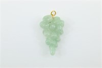 Carved Jade Grape Cluster Pendant w/18K Gold