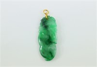 Carved Jade Pendant w/18K Gold