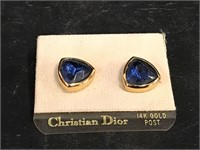 Christian Dior 14K gold post earrings