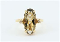 Citrine & Diamonds 10K Gold Ring
