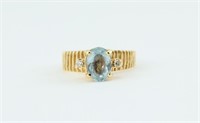 Aquamarine & Diamonds 10K Gold Ring