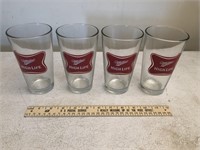 Four Miller High Life Beer Glasses
