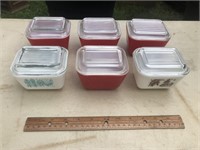 Six Small Pyrex Containers with Covers