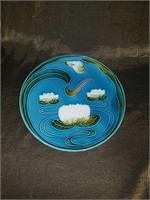 G S Sell turquoise Majolica water lily plate