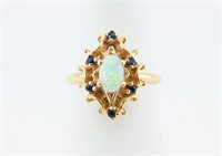 Opal & Sapphire 10K Gold Ring