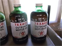 (4)Texaco Outboard Motor Oil Bottles