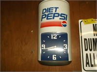 Diet Pepsi Clock & No Dumping Sign