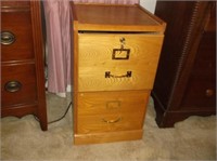 Oak 2 drawer file cabinet-Vintage