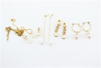 Group Of 14k Gold & Pearl Jewelry. Earrings