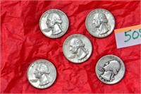 Washington Silver Quarters (5) 1943-64