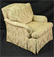 CLUB CHAIR AND OTTOMAN WITH FRENCH STYLE ARMCHAIR